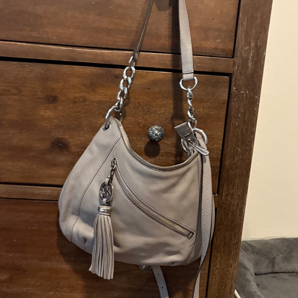 MICHAEL Michael Kors Taupe Shoulder Bag with Chain Strap